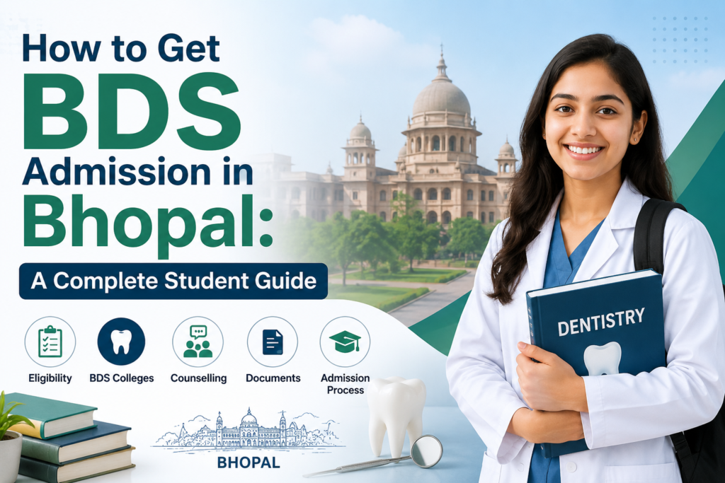 Get complete guidance on BDS admission in Bhopal, including eligibility, NEET requirements, counselling, documents, fees, college selection, and admission process.